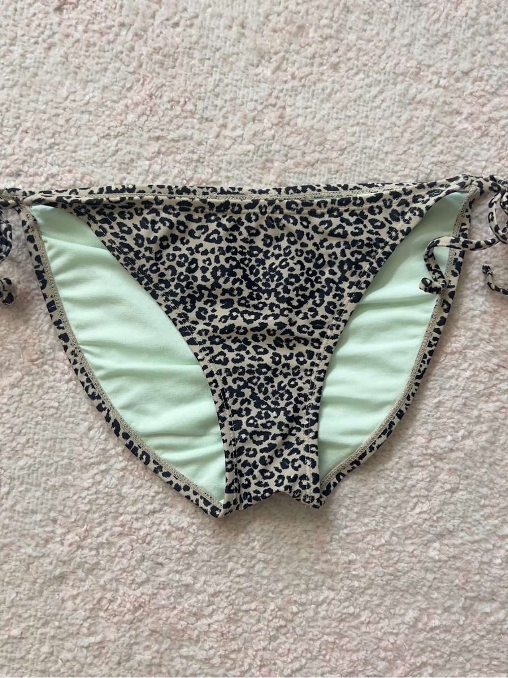 Xhilaration Leopard Print String Bikini Bottoms with Light Mint Lining